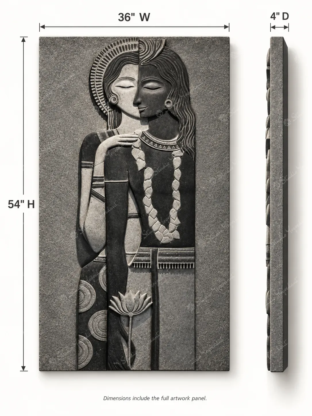 Shiv Shakti Tribal Couple 3D Wall Relief - Image 5