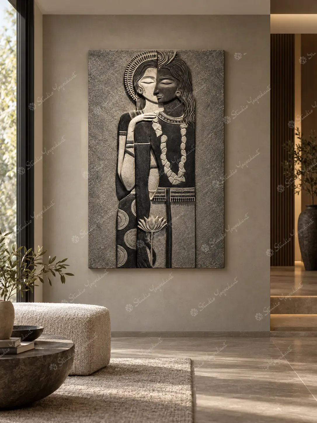 Shiv Shakti Tribal Couple 3D Wall Relief - Image 7