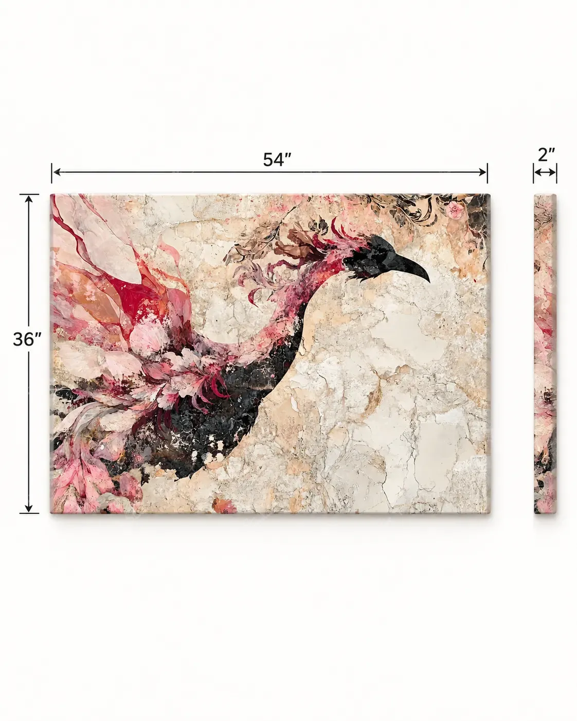 Pink Crane Textured Abstract Art Print - Image 4