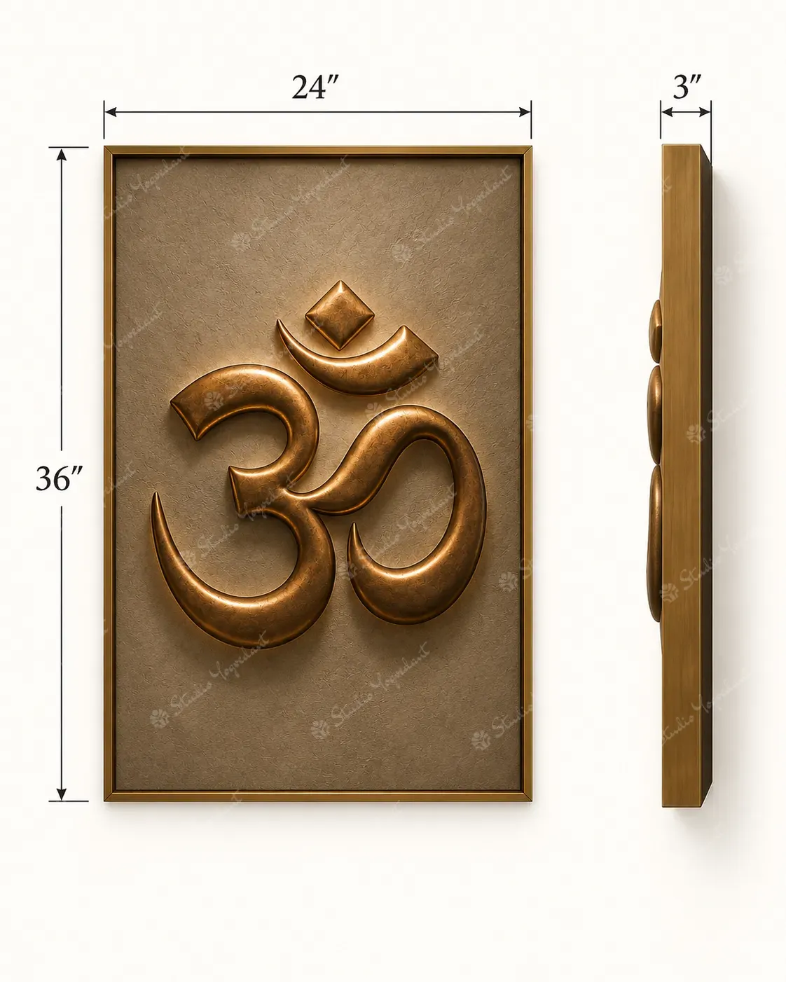 Antique Bronze Om 3D Wall Relief - Image 4