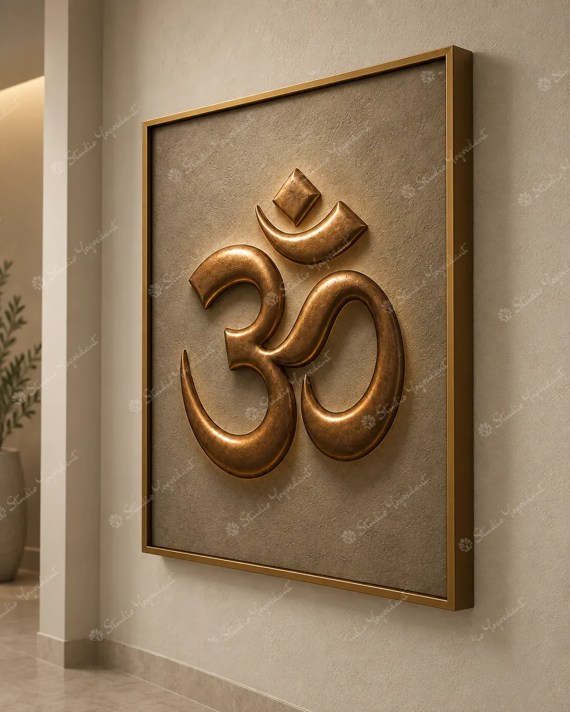 Antique Bronze Om 3D Wall Relief - Image 6