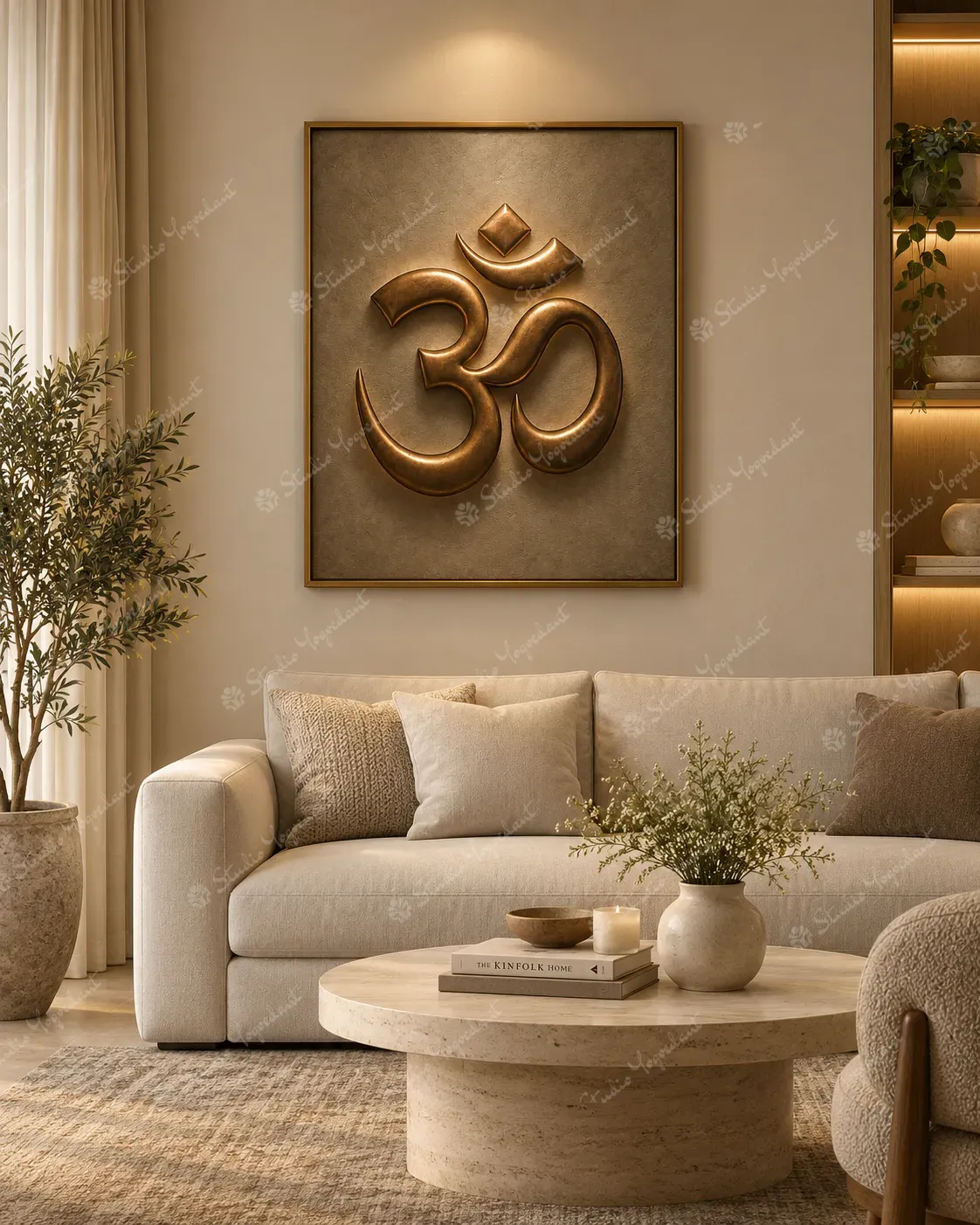 Antique Bronze Om 3D Wall Relief - Image 7