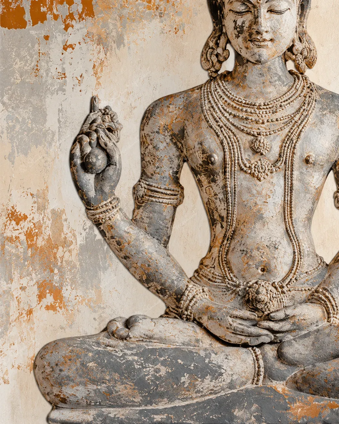 Meditating Deity Textured Art Print - Image 2