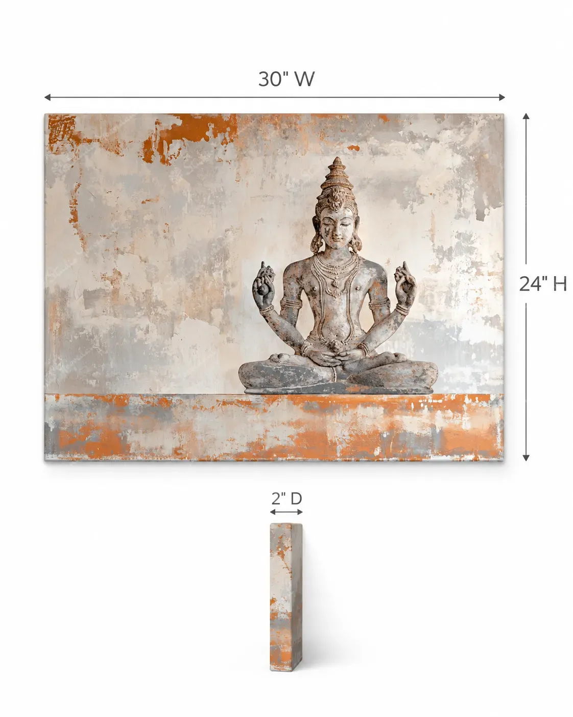Meditating Deity Textured Art Print - Image 4
