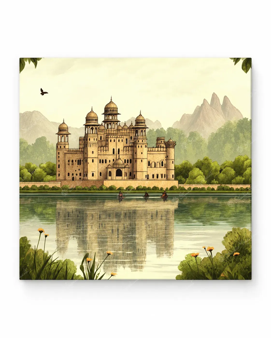 Indian Palace and Lake Heritage Painting