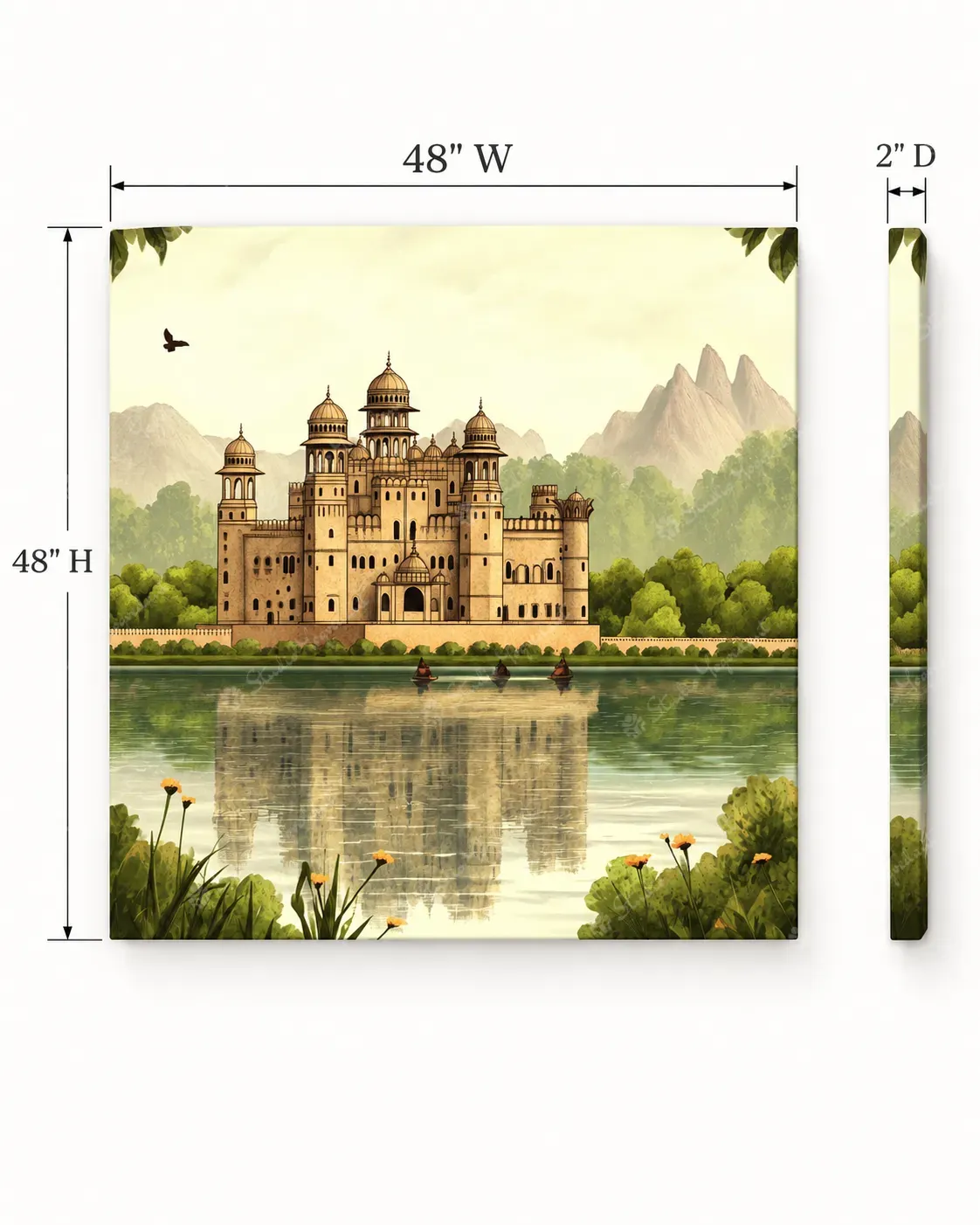Indian Palace and Lake Heritage Painting - Image 5
