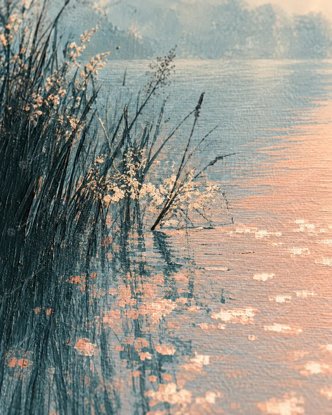 Serene Boat on Lake Landscape Painting - Image 2