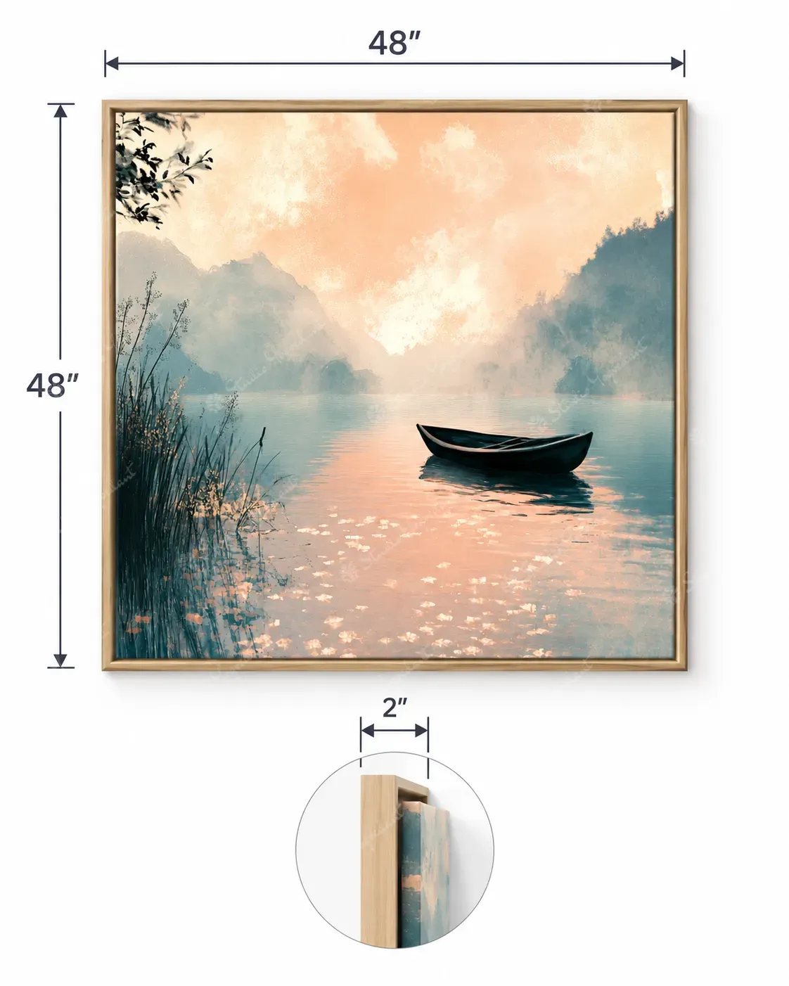 Serene Boat on Lake Landscape Painting - Image 5