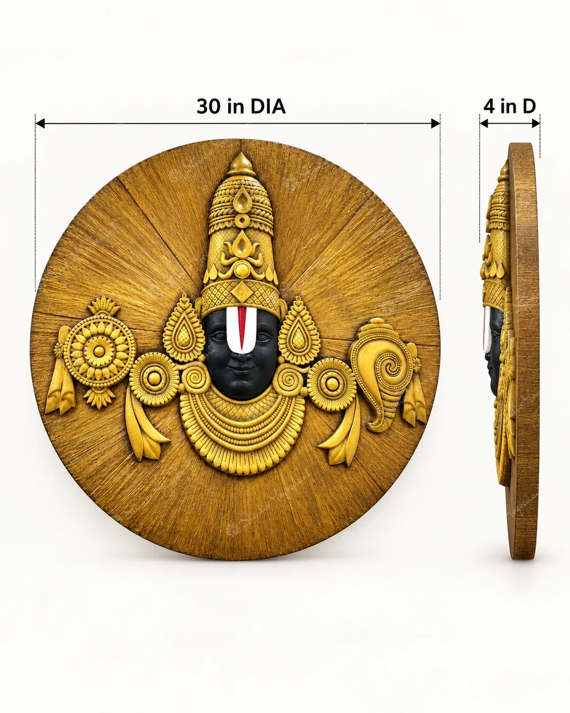 Lord Venkateswara Circular 3D Wall Relief - Image 4