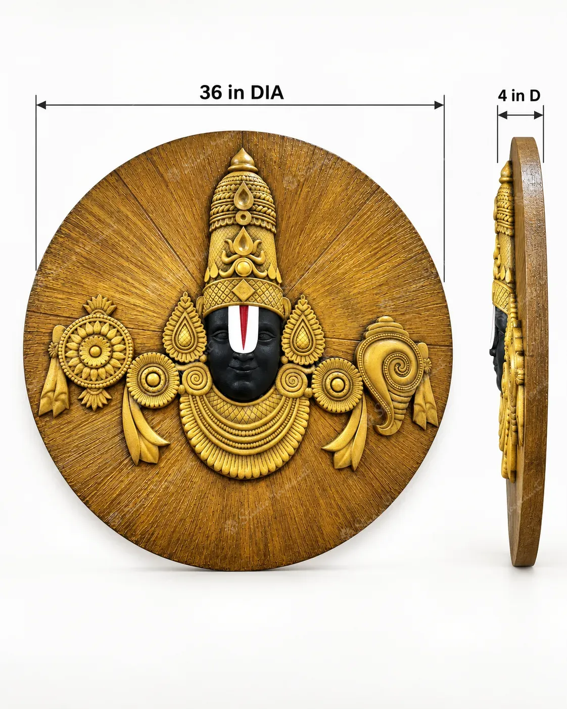 Lord Venkateswara Circular 3D Wall Relief - Image 5