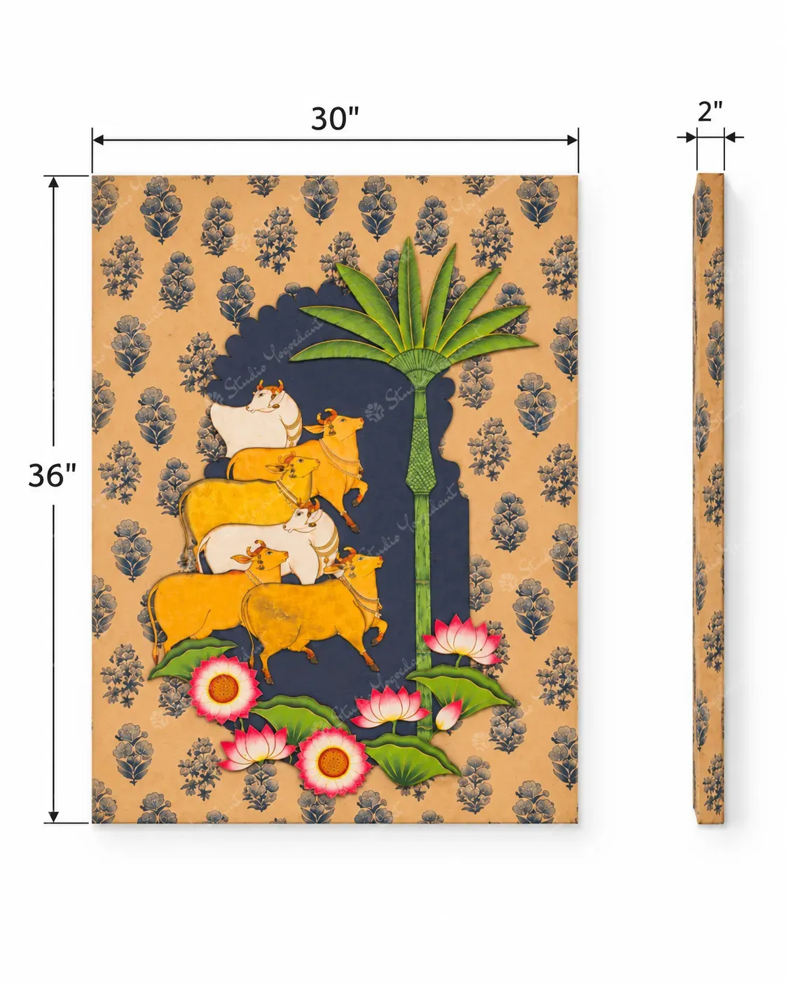 Pichwai Cows and Lotus Heritage Art Print - Image 4