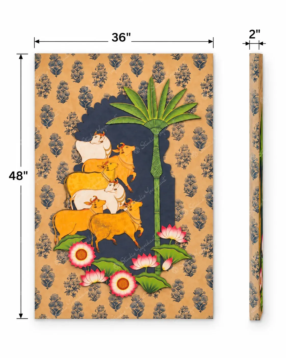 Pichwai Cows and Lotus Heritage Art Print - Image 5