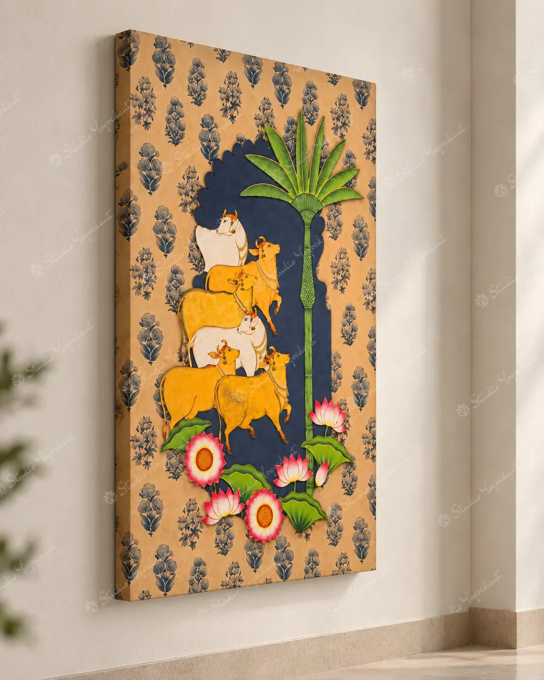 Pichwai Cows and Lotus Heritage Art Print - Image 6