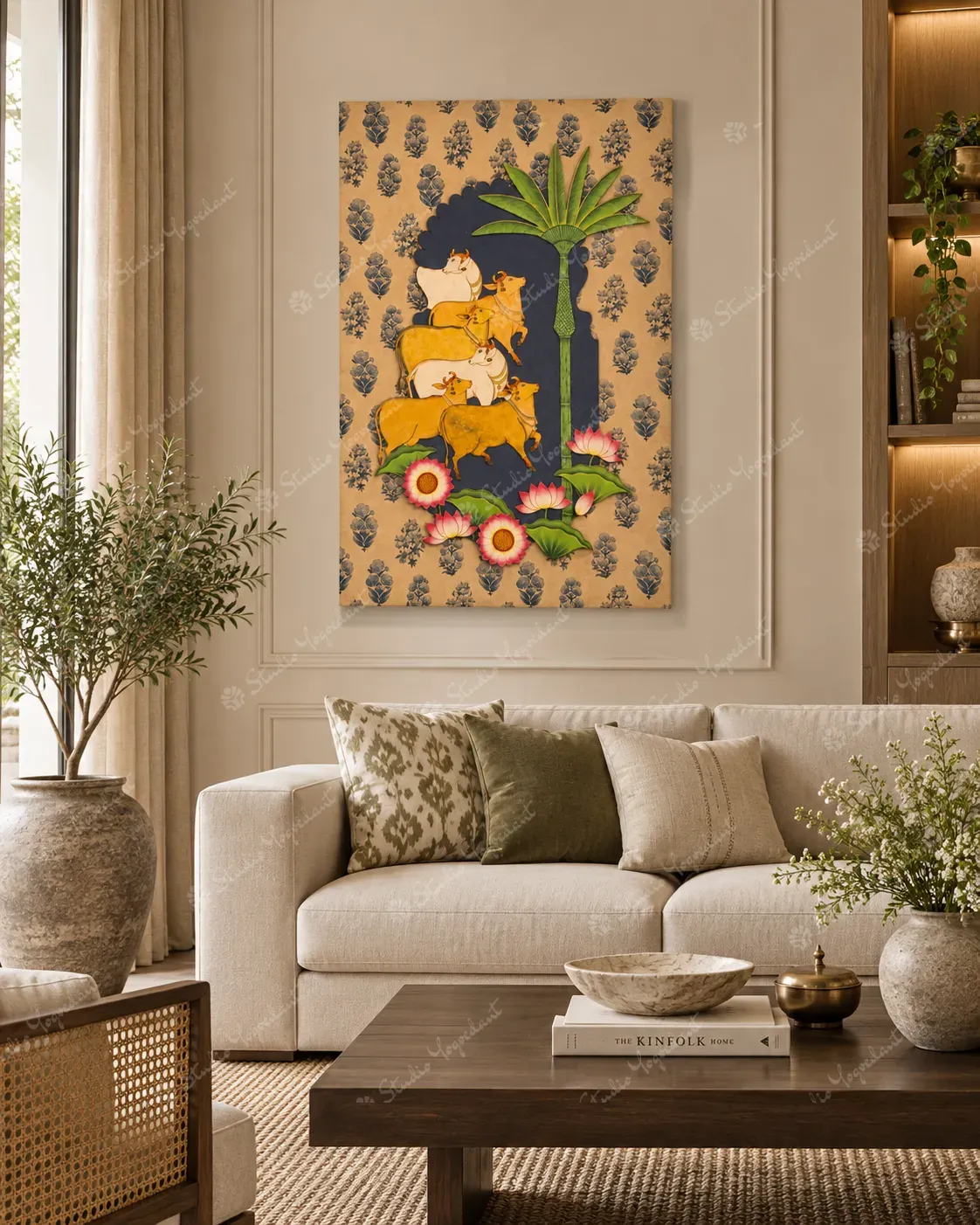 Pichwai Cows and Lotus Heritage Art Print - Image 7