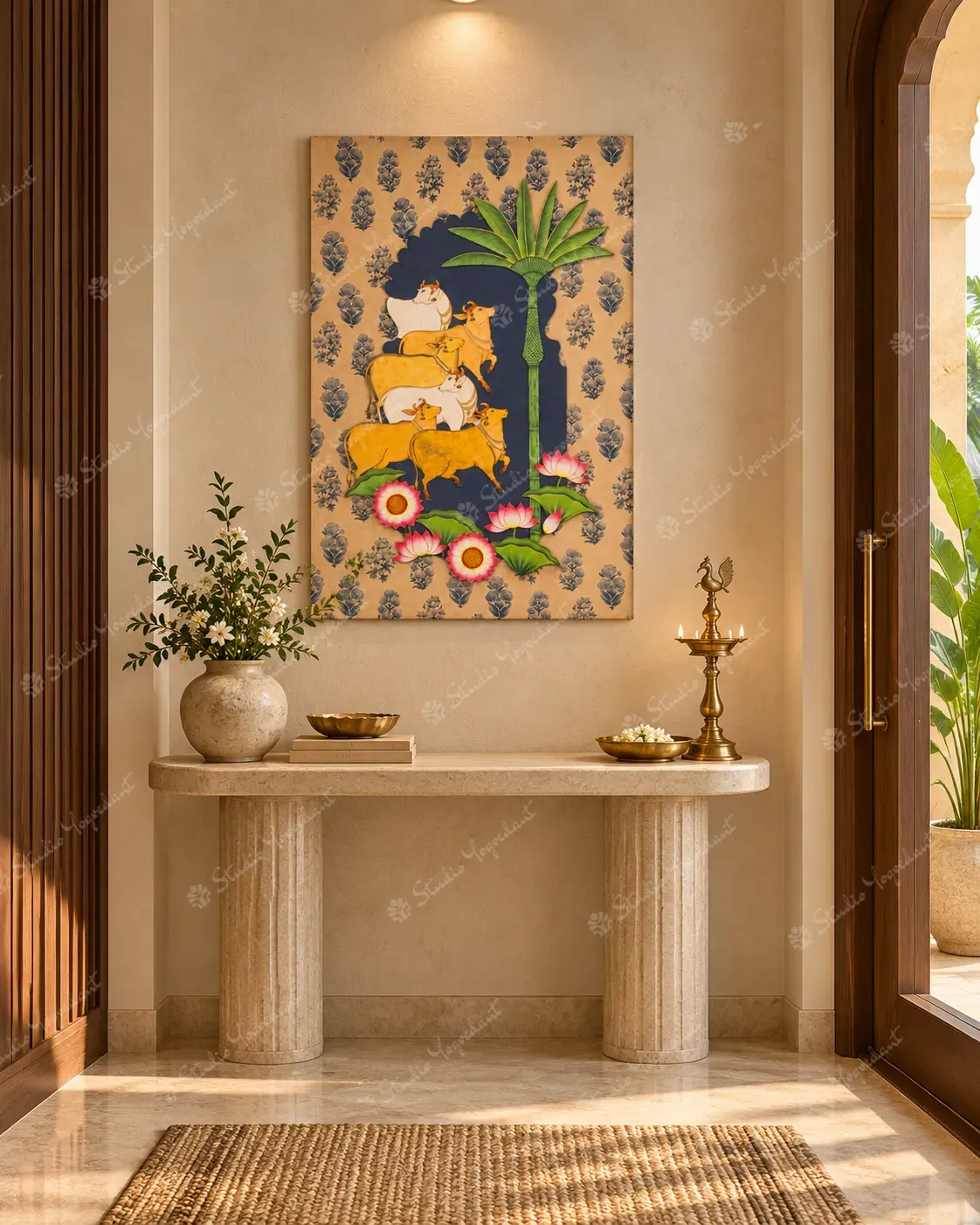Pichwai Cows and Lotus Heritage Art Print - Image 8