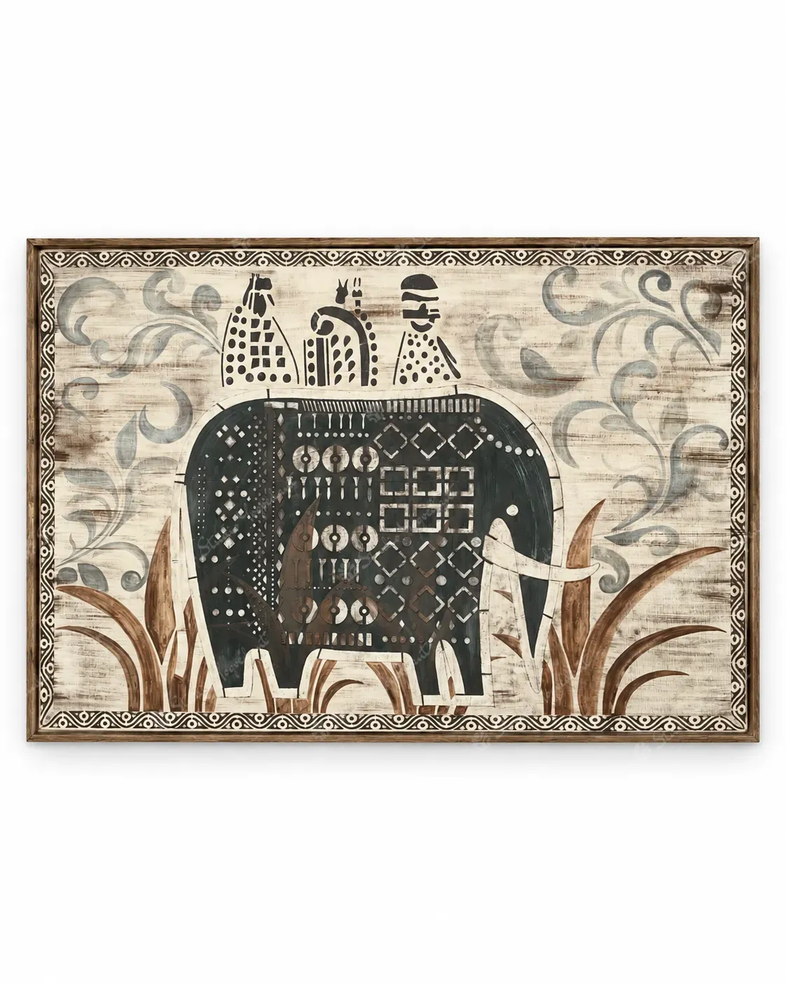 Indian Tribal Elephant Folk Painting