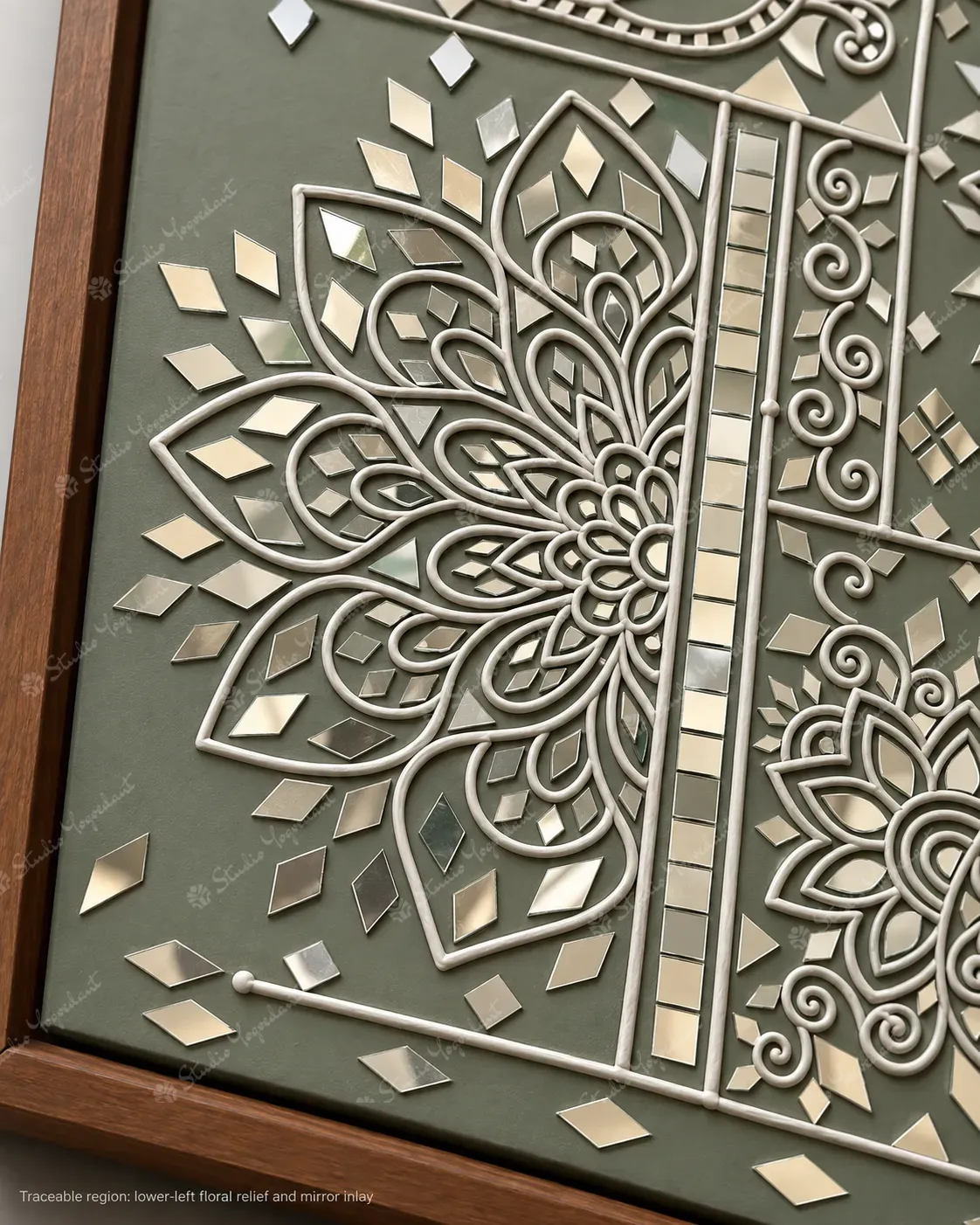 Grey Floral Lippan Mirror Wall Art - Image 2