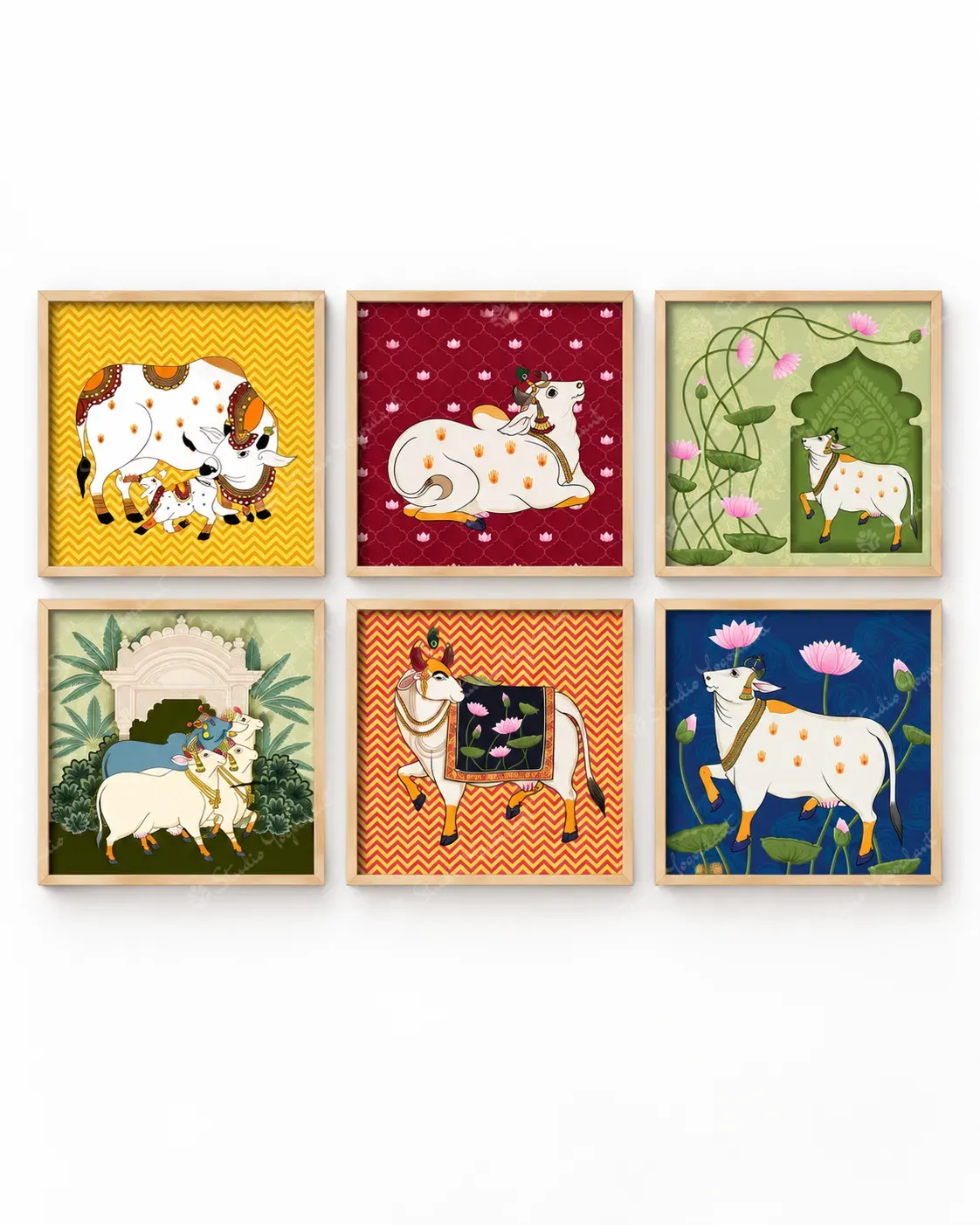 Pichwai Cow Wall Art Set of 6