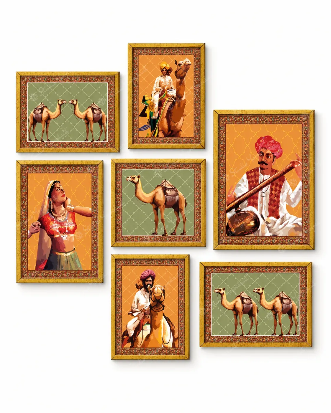 Rajasthani Heritage Wall Art Set of 7
