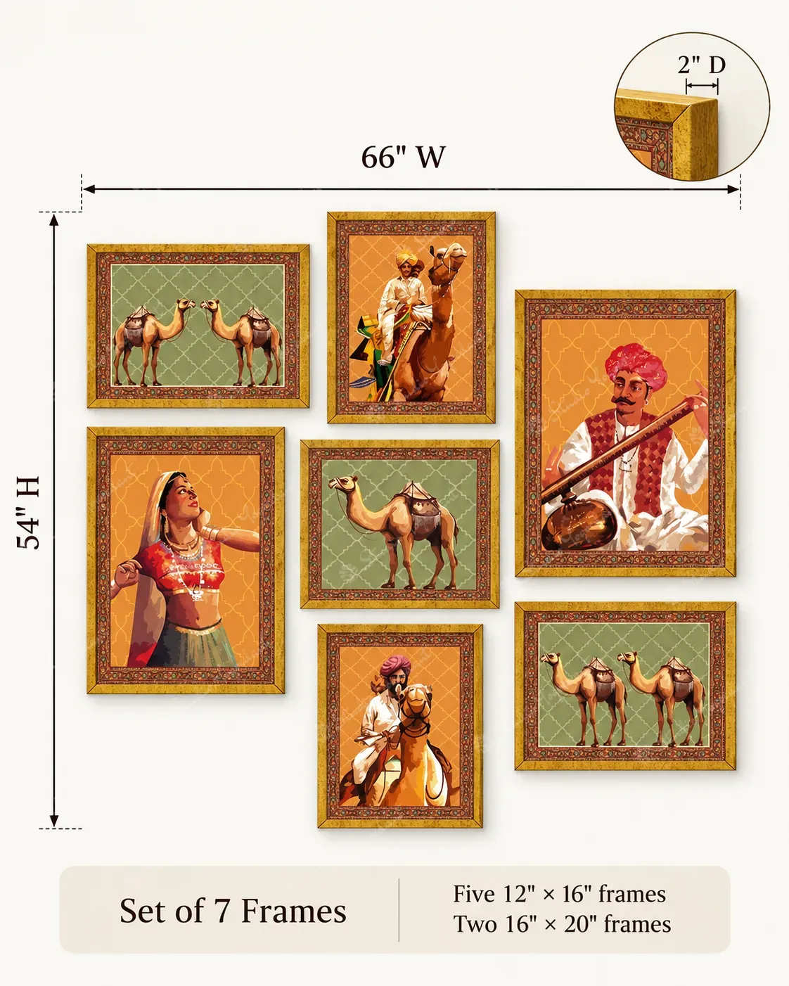 Rajasthani Heritage Wall Art Set of 7 - Image 4
