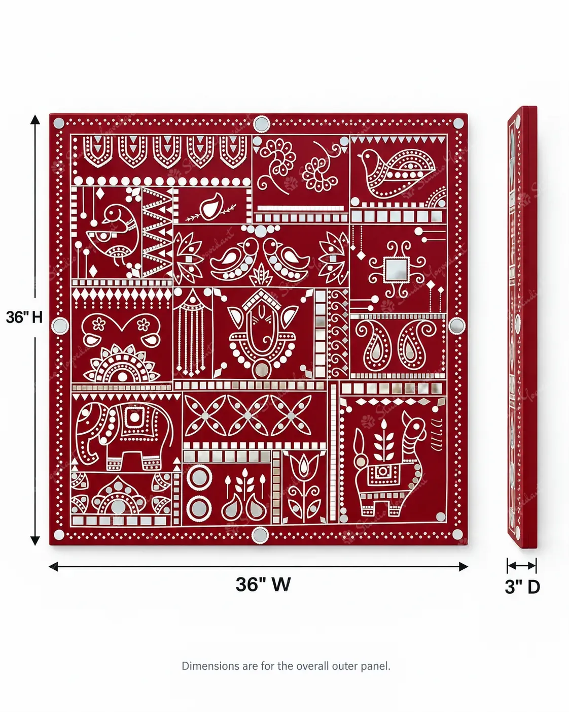 Red Lippan Ganesha Mirror Wall Art - Image 4