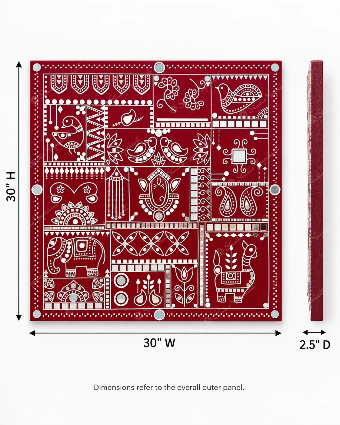 Red Lippan Ganesha Mirror Wall Art - Image 5