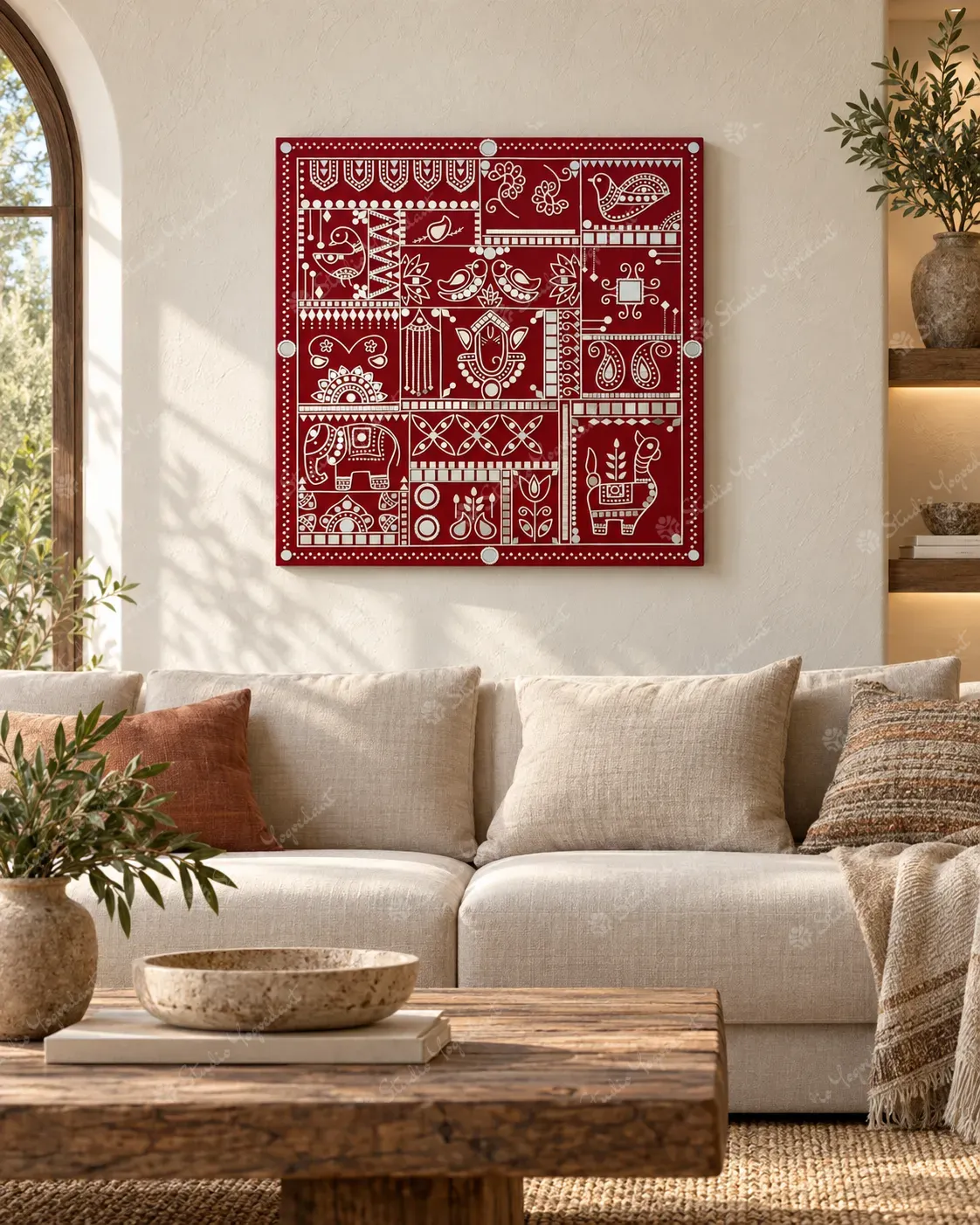 Red Lippan Ganesha Mirror Wall Art - Image 7